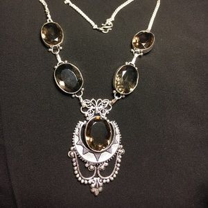 Sterling silver and Smokey Quartz necklace